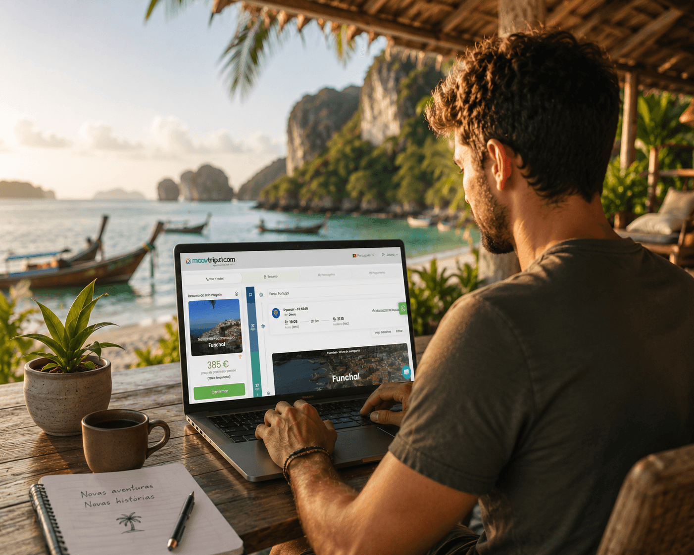 Consultora de viagens a observar um destino