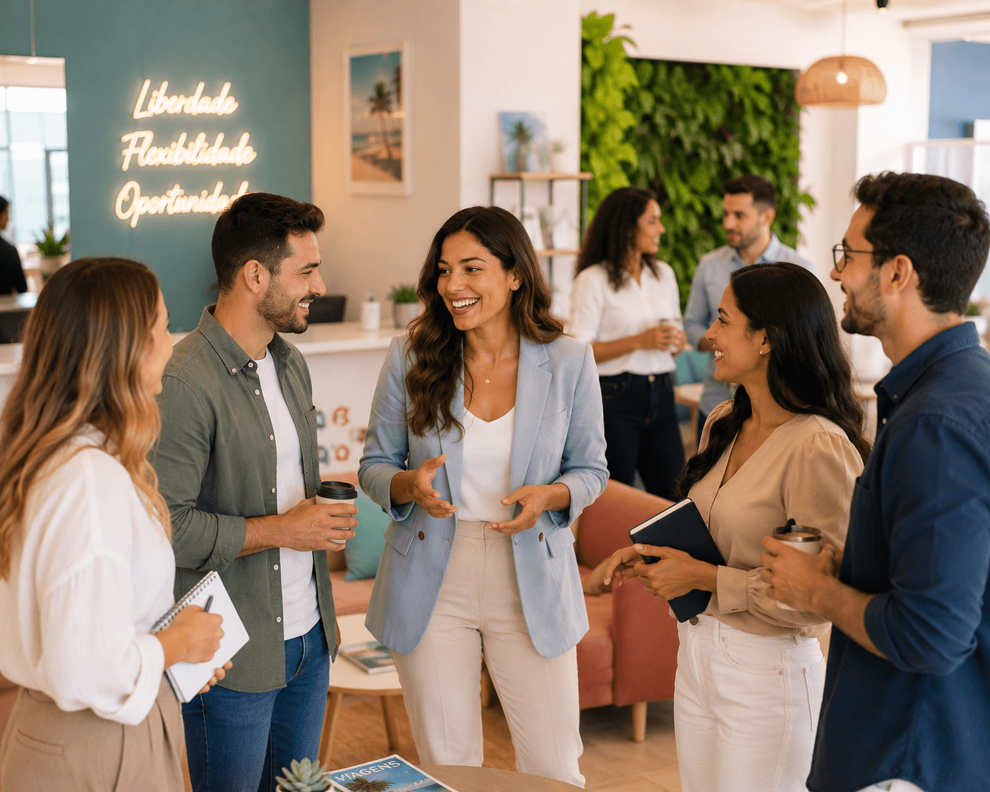 Consultores de viagens reunidos num momento de networking